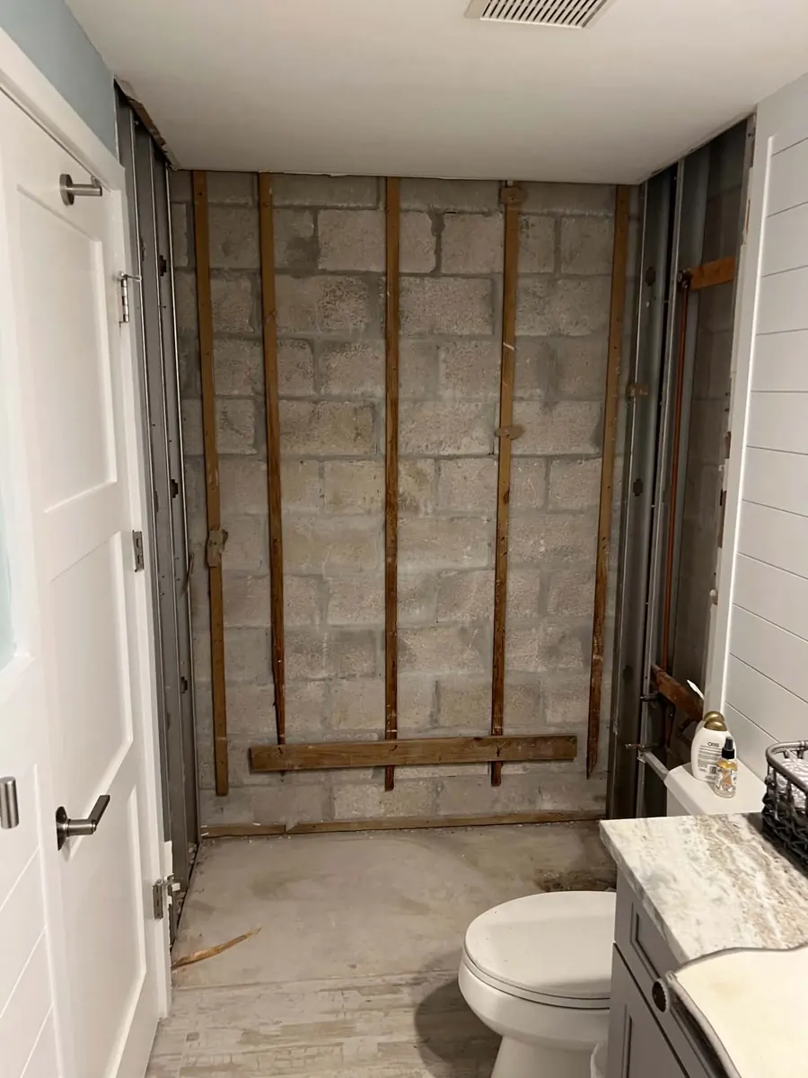The same shower before the remodel